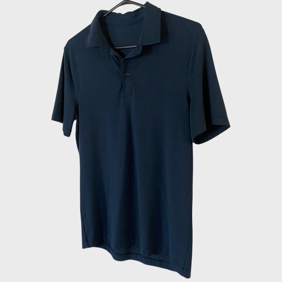 Lululemon Evolution Polo Shirt Navy Blue Mens Small Short-Sleeve 4-Way Stretch - Picture 2 of 9